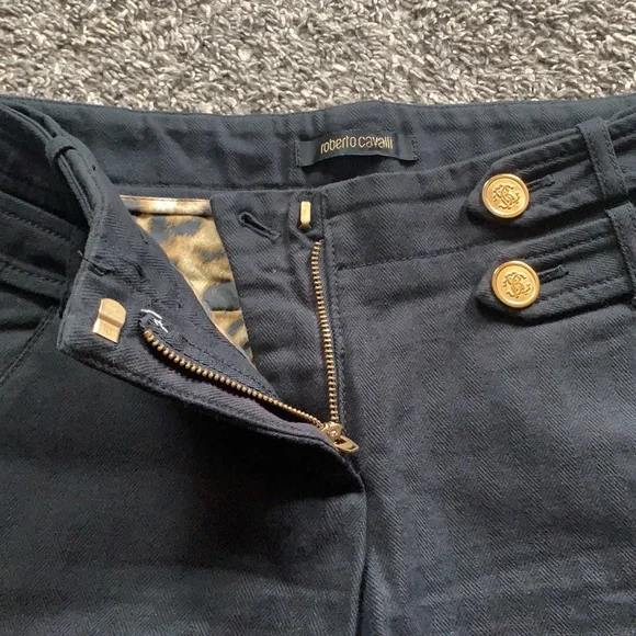 Roberto Cavalli Build - in Belt Black Denim Pant